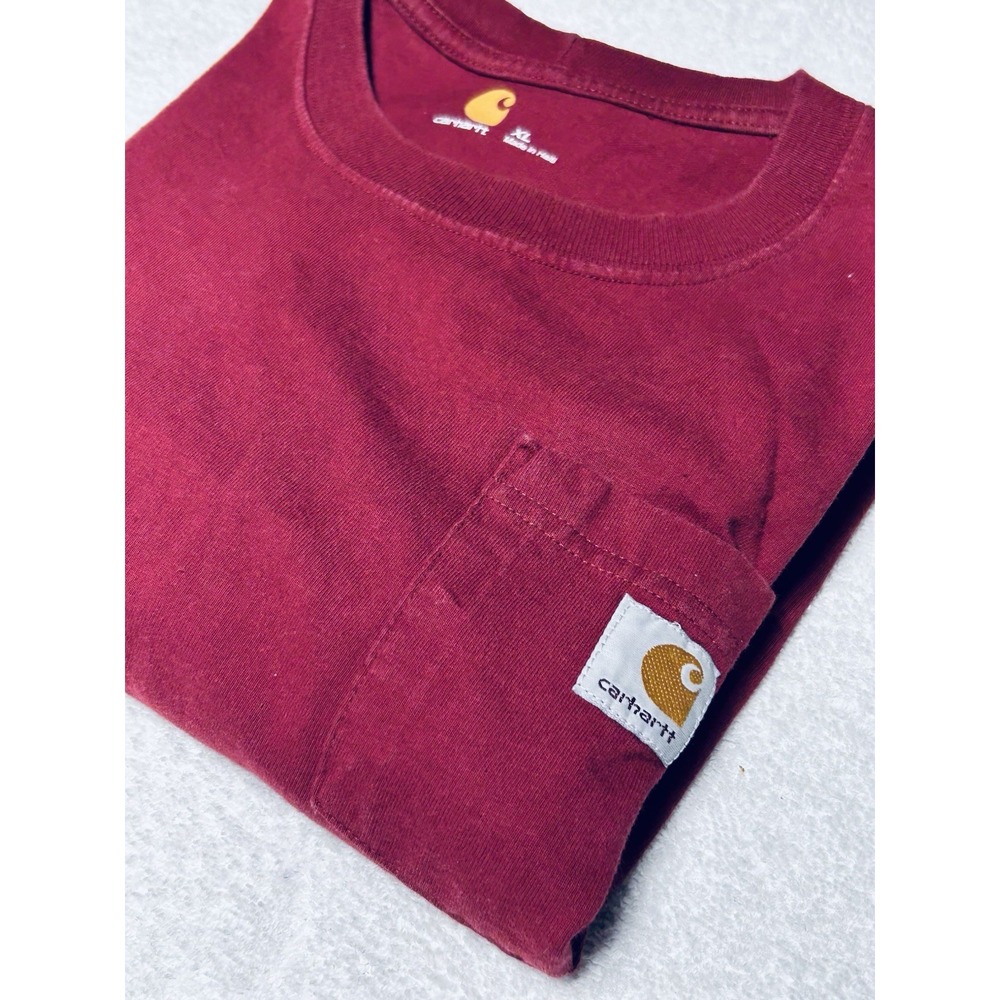 Carhartt K87 Heavyweight Pocket T-Shirt Mens XL Maroon Port Burgundy Loose Fit